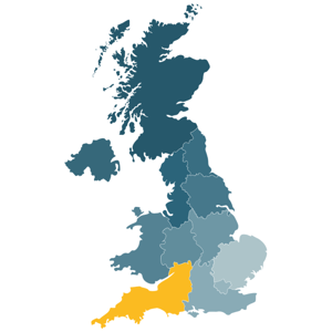 Map of South West region Map of South West region