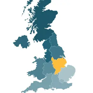 Map of the East Midlands Region Map of the East Midlands Region