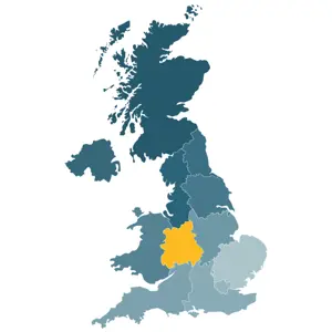 Map of West Midlands region