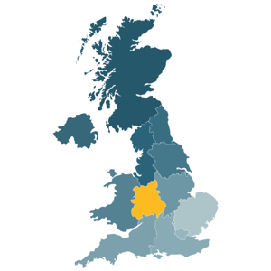 Map of West Midlands region Map of West Midlands region